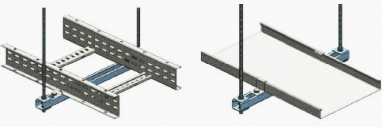 Channel type trapeze hangers – Installation with ladder and tray